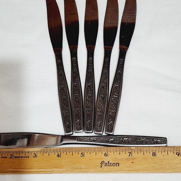 6 Stanley Roberts La Spana Dinner Knives 8.5" Rogers Co. stainless flatware - Picture 9 of 9